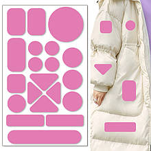 Самоклейні латки різних форм для пуховиків, штанів, ремонту одягу (Геометричний рожевий)