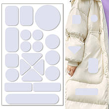 Самоклейні латки різних форм для пуховиків, штанів, ремонту одягу (Геометричний білий)