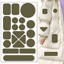 Самоклейні латки різних форм для пуховиків, штанів, ремонту одягу (Геометричний армійський зелений)