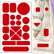 Самоклейні латки різних форм для пуховиків, штанів, ремонту одягу (Геометричний червоний)
