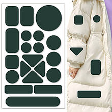 Самоклейні латки різних форм для пуховиків, штанів, ремонту одягу (Геометричний темно-зелений)
