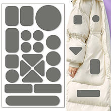 Самоклейні латки різних форм для пуховиків, штанів, ремонту одягу (Геометричний сірий)