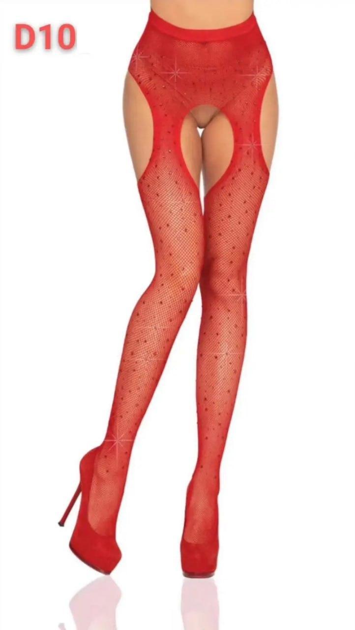 Колготки у дрібну сіточку Червоний 42-46, фото 1