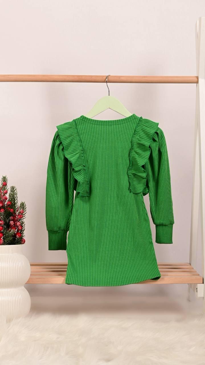 Дитяча сукня для дівчинки в рубчик Зелений 116-122, фото 1