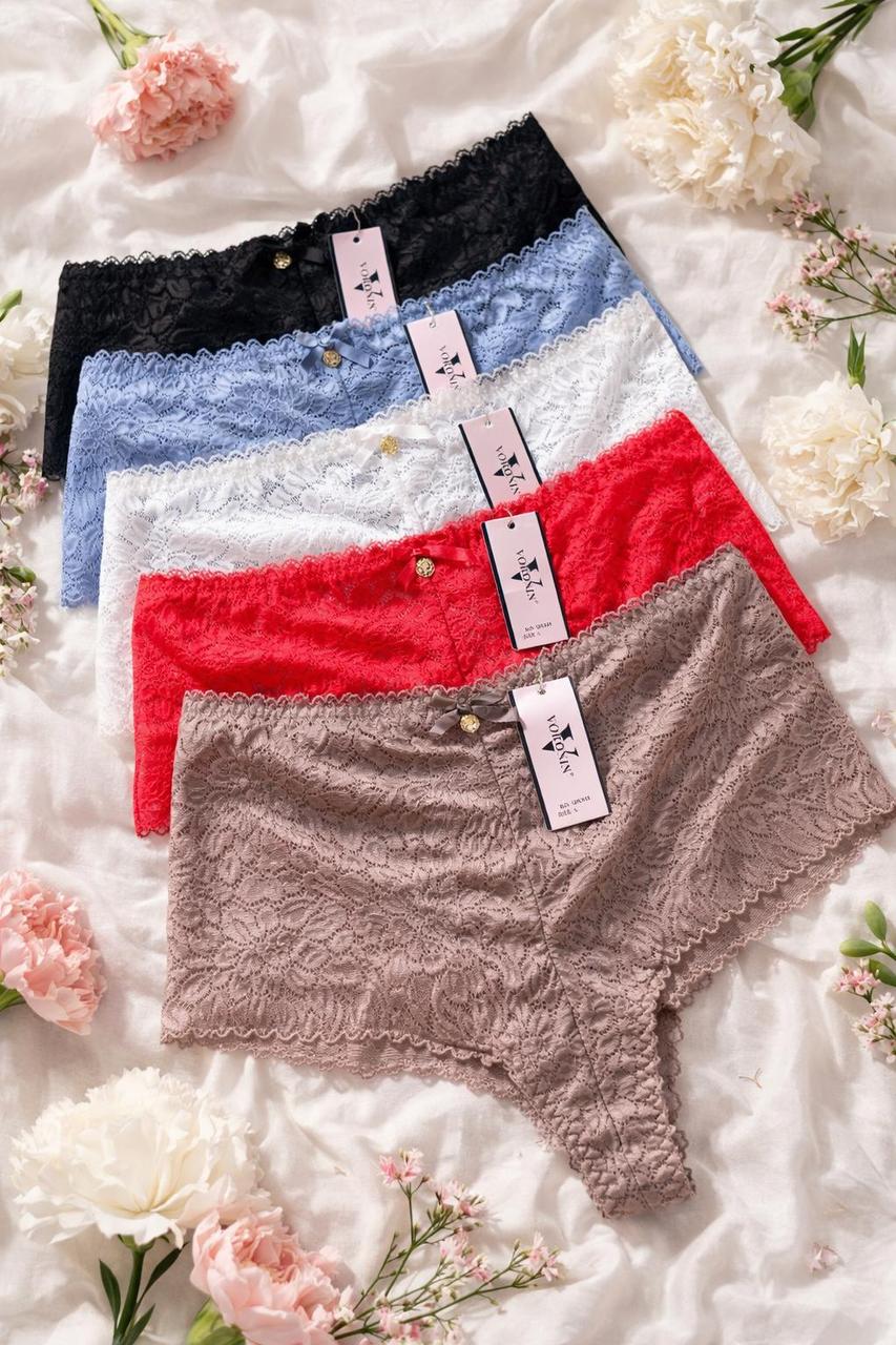 Стринги з високим мереживним поясом набір 5 шт, фото 1