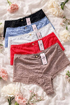 Стринги з високим мереживним поясом набір 5 шт