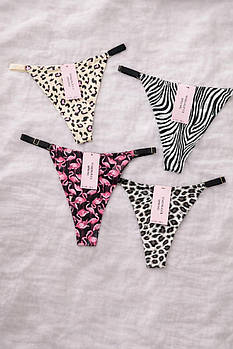 Набір із 4 безшовних жіночих стрінгів із регульованими лямками, лазерні краї, висока посадка