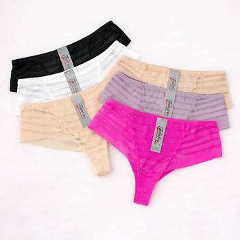 Молодіжні стрінги з напівпрозорої мікросітки набір 6 шт