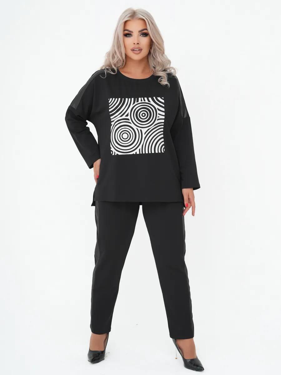 Костюм брючний ангора + екошкіра