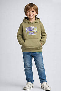 Світшот дитячий для хлопчика на флісі кольору хакі 205992P