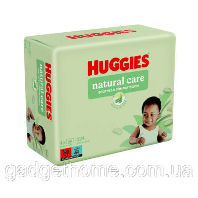 ТОП! Дитячі вологі серветки Huggies Natural Care 56 х 4 шт (5029053550183) - (gHome), фото 1