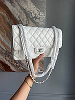 Chanel Classic 25 Flap Caviar White with Silver Hardware
