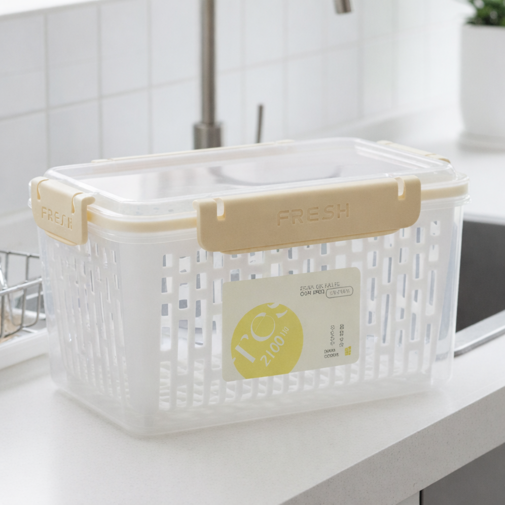 Контейнер для зберігання продуктів 2,1л, Fresh / Судок зі знімним кошиком / Двошарові пластикові контейнери, фото 1