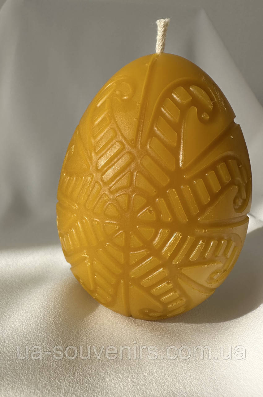 Свічка з бджолиного воску у формі яйця з орнаментом Одещини Козачі левади, фото 1