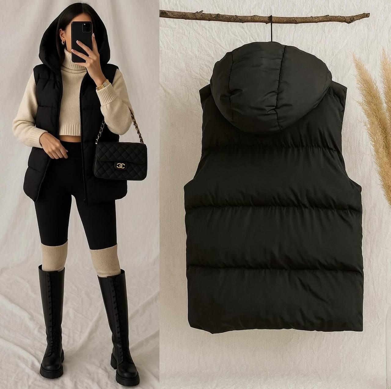 Жилетка жіноча тепла на синтепоні 200 (Норма та напівбатал), фото 1