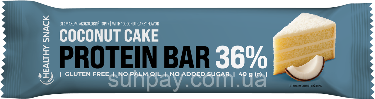 Енергетичний батончик 36% "Кокосовий торт" в шоколаді+вітаміни, HEALTHY SNACK, 40г, фото 1