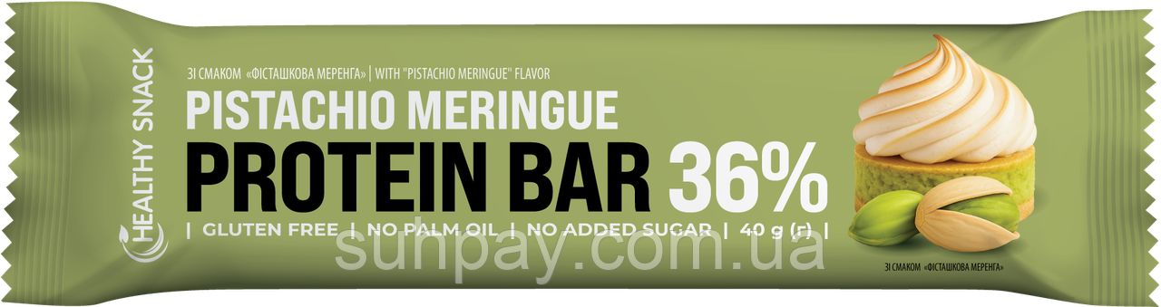Енергетичний батончик 36% "Фісташкова меренга" в шоколаді+вітаміни, HEALTHY SNACK, 40г, фото 1