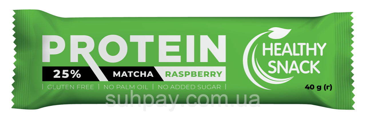 Енергетичний батончик 25% з чаєм матча та малиною, в шоколаді+вітаміни HEALTHY SNACK, 40г, фото 1