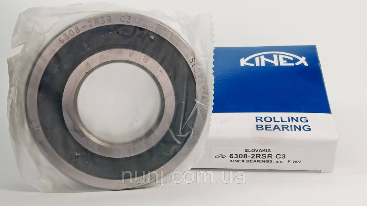 Підшипник 6308-2RS-C3 Kinex (70-180308) розміри: 40*90*23 кульковий радіальний закритий, фото 1