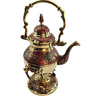 Чайник бронзовий з пальником на підставці з кольоровим малюнком (30,5х19х16 см)A