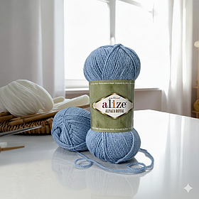Пряжа Alize Alpaca Royal New №356, Блакитний меланж