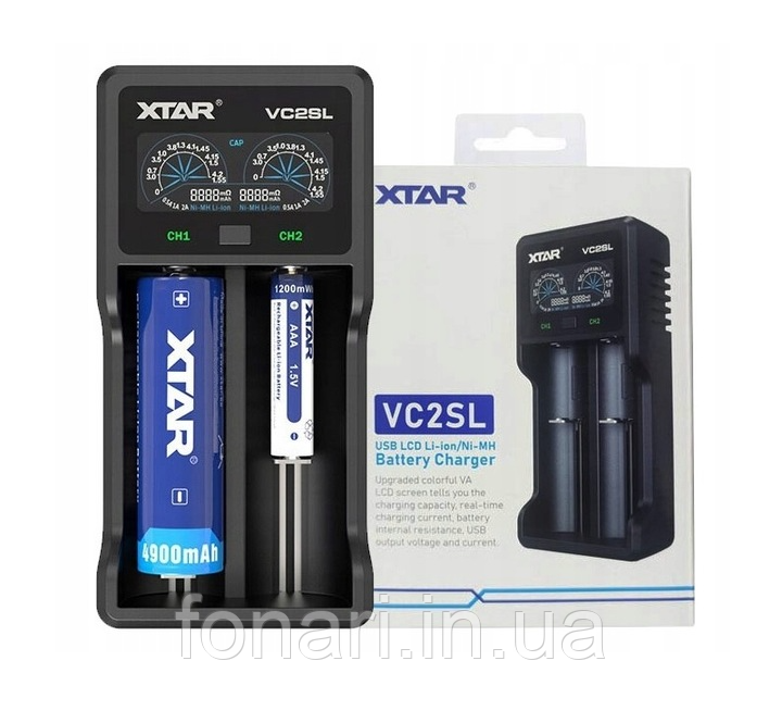 XTAR VC2SL — Універсальний зарядний пристрій для Li-ion/Ni-Mh акумуляторів (включно з 21700 і 32650)