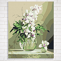 Преміум картина для розмальовування для дорослих на підрамнику 40x50 Орхідеї у вазі середньої складності