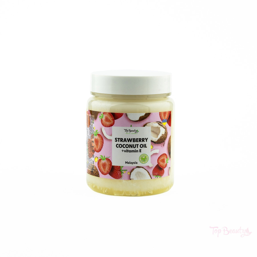 Олія кокосова рафінована для тіла та волосся, аромат Полуниця Топ Бьюті Top Beauty 250 мл, фото 1