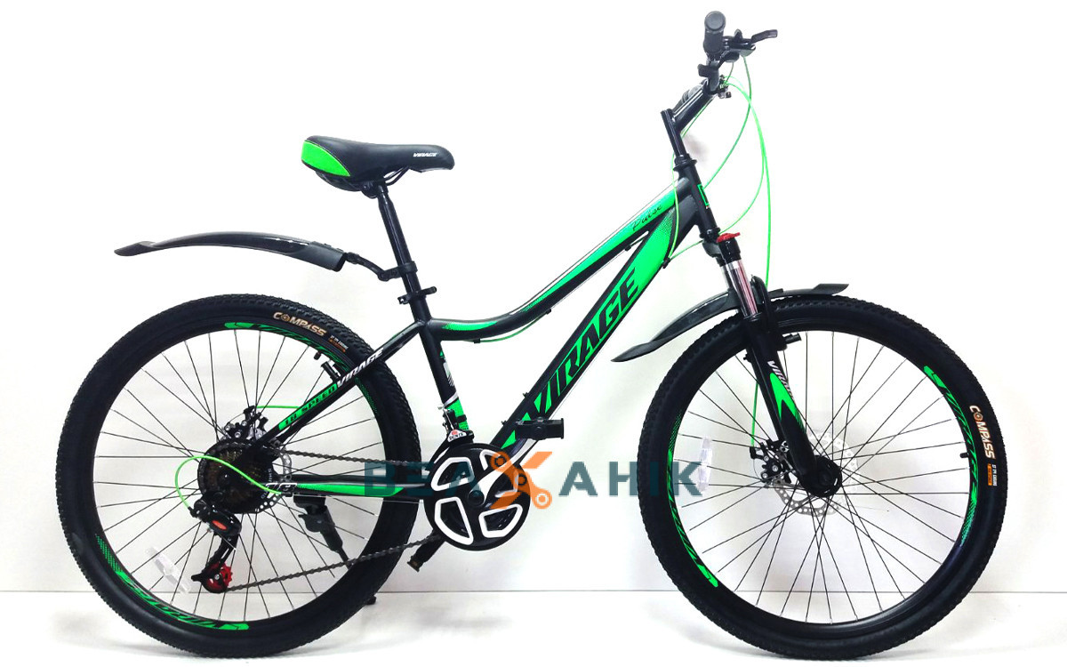 Велосипед 26/quot; Virage PULSE AM DD EF500 21Spd (рама 15/quot;) чорно-зелений, фото 1