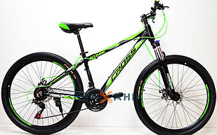 Велосипед 26/quot; CROSS STARK AM DD (рама 15/quot;) чорно-зелений глянець