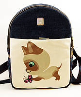 Джинсовий рюкзак кошеня з метеликом