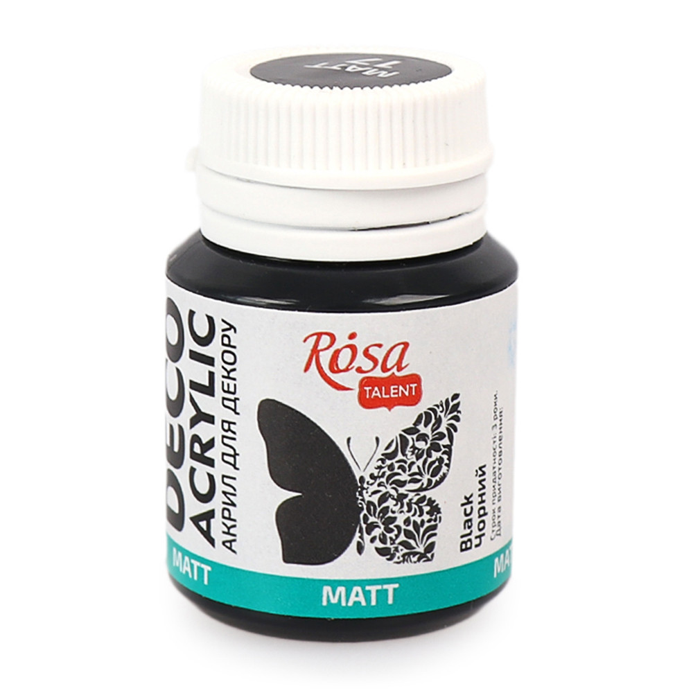 Акрил для декору, Чорний 17, матовий, 20 мл, ROSA ТАLENT, фото 1
