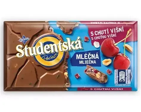 Шоколад молочний Studentska з вишнею 170 г, фото 1