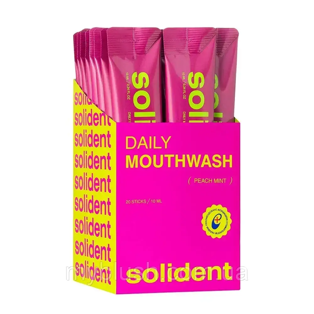 Набір ополіскувачів для ротової порожнини Solident Peach mint / персик-м'ята 20 штук, фото 1