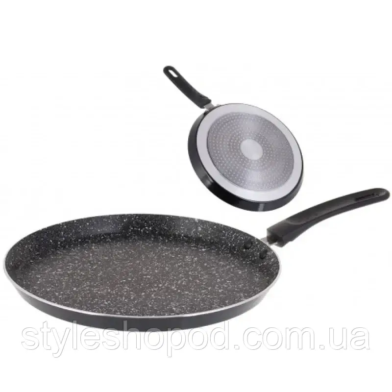 Сковорода для млинців з мармуровим покриттям 22 см, легка та антипригарна, для всіх видів плит, фото 1