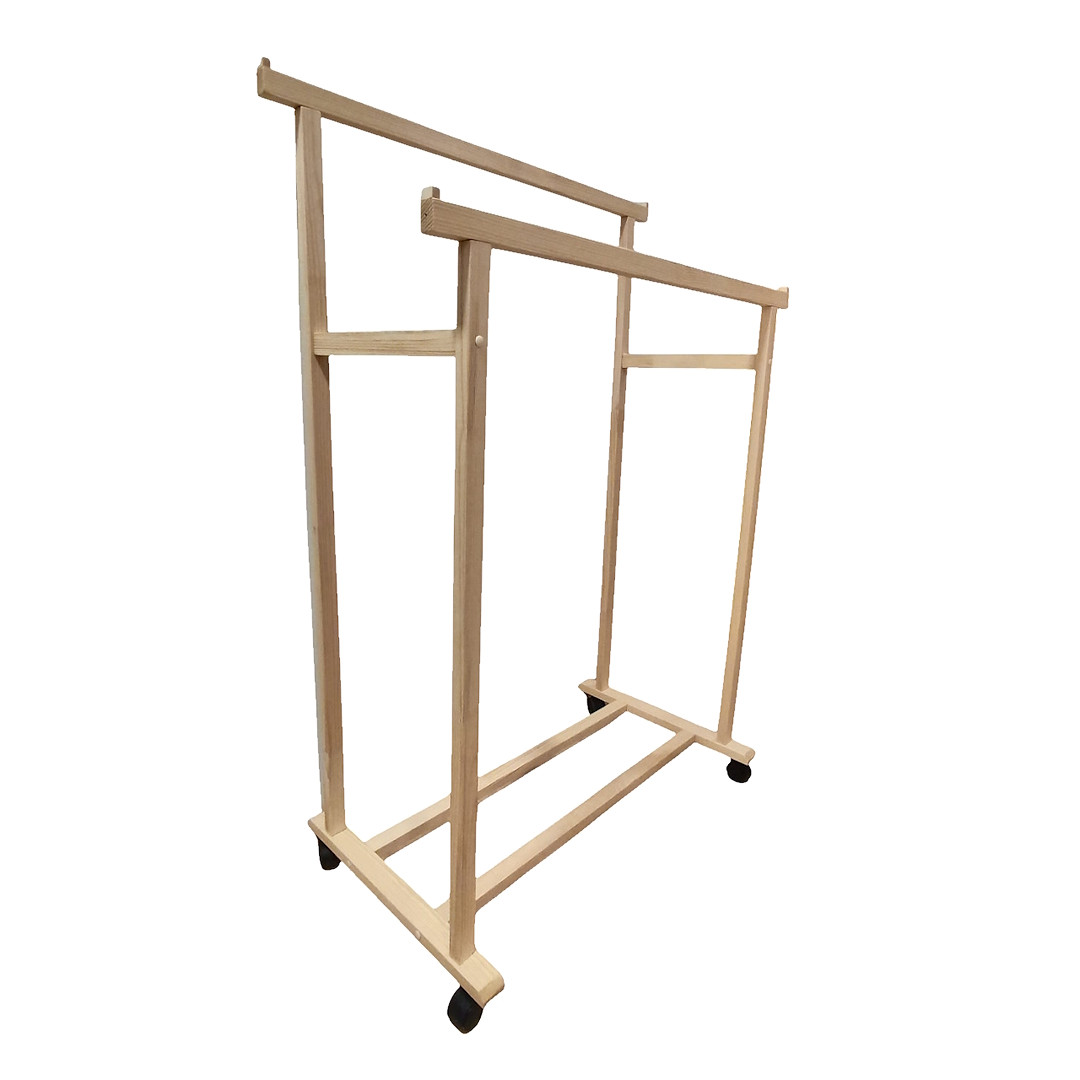 Вішалка для одягу підлогова дерев'яна. Рейл для одягу, фото 1