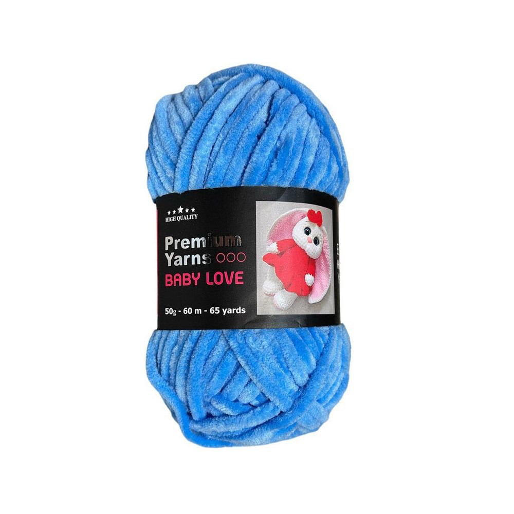 Premium Yarns BABY LOVE (Преміум Ярнс Бейбі Лав) №327 блакитний (Пряжа плюшева, нитки велюр для в'язання), фото 1