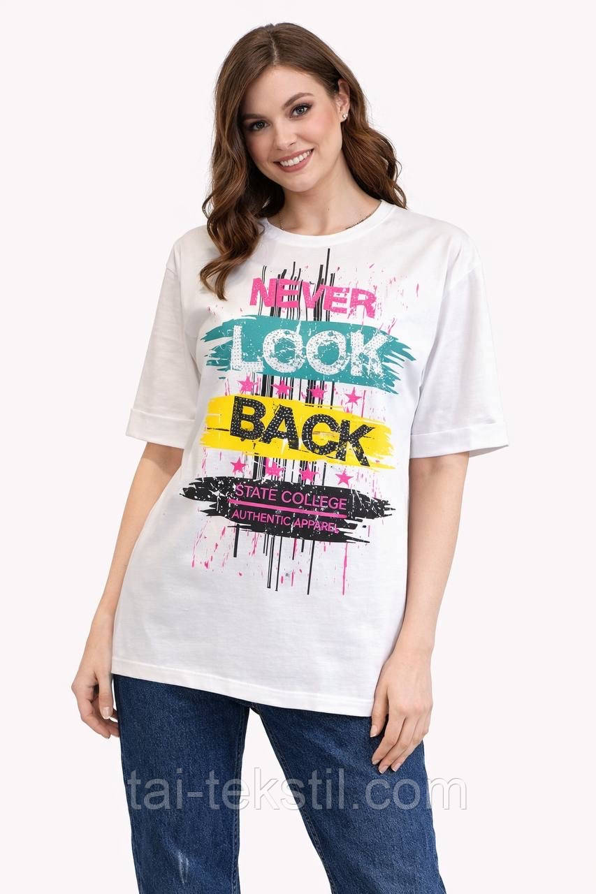 Стильна жіноча подовжена футболка-туніка OVERSIZE якість коттон 100% Туреччина