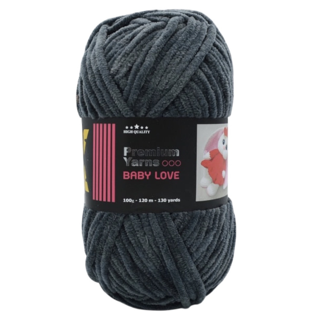Premium Yarns BABY LOVE (Преміум Ярнс Бейбі Лав) №367 темно-сірий (Пряжа плюшева, нитки велюр для в'язання), фото 1