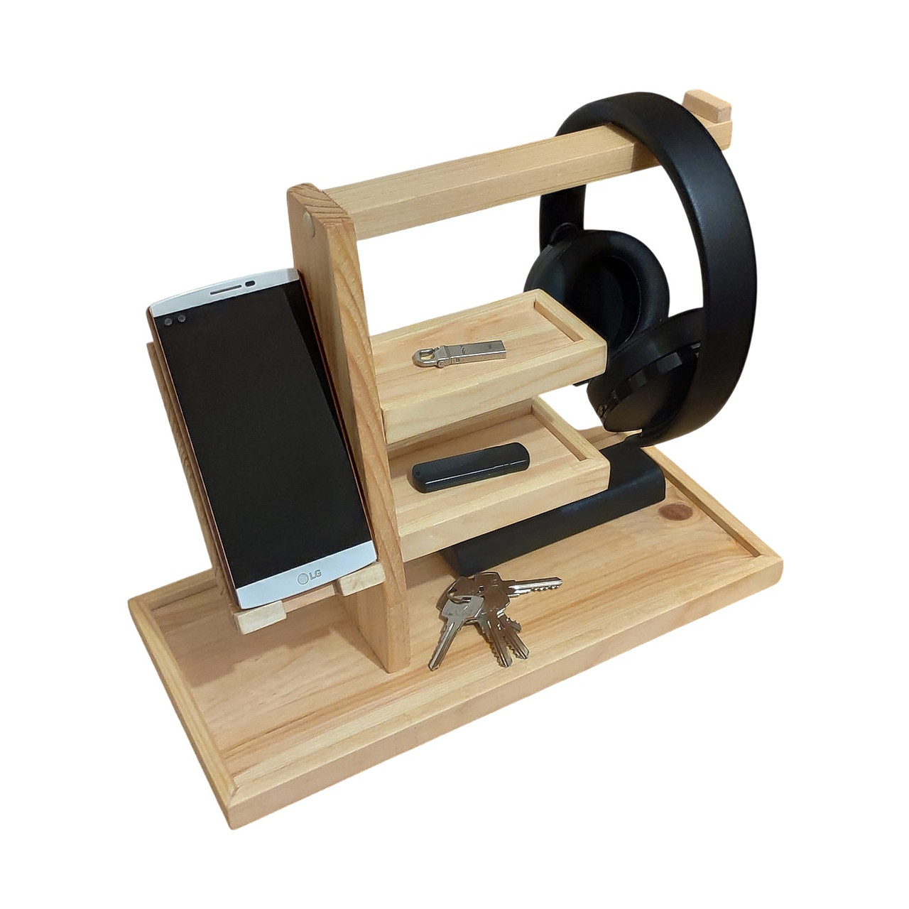 Органайзер із дерева своїми руками. Підставка для смартфона та навушників, фото 1