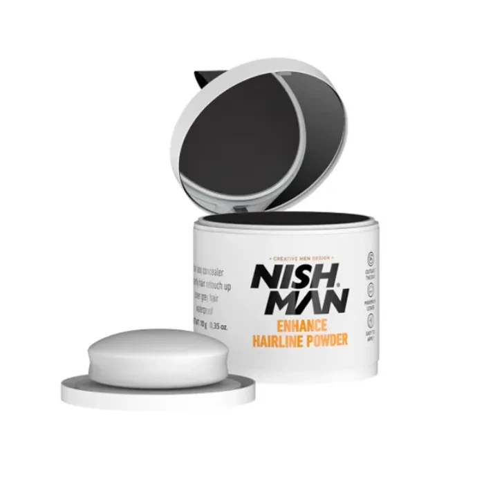 Пудра HAIRLINE для маскування сивого та рідкого волосся чорна Nishman, фото 1
