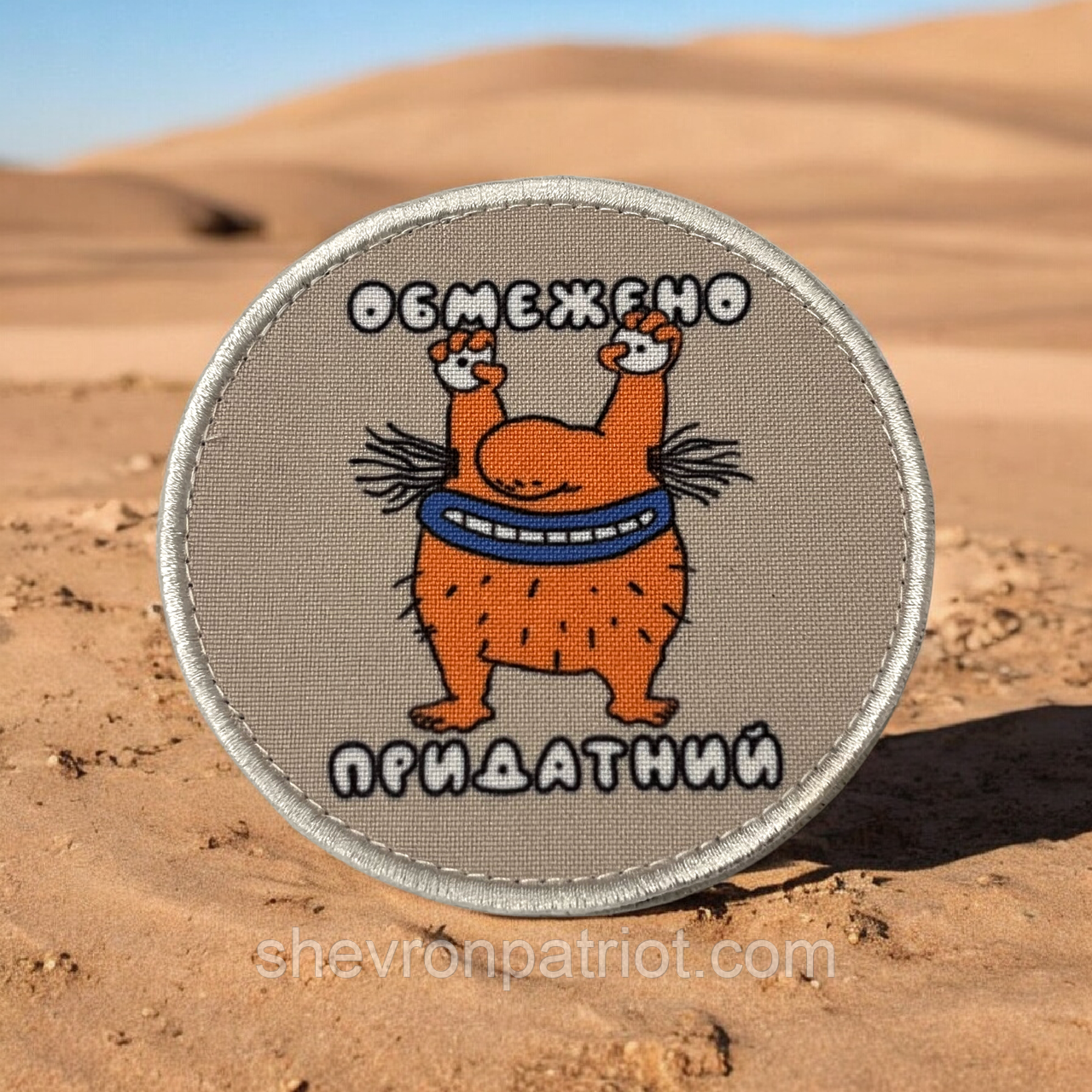 №ДШ072 Шеврон друкований "ОБМЕЖЕНО ПРИДАТНИЙ" 9СМ, фото 1