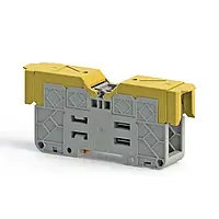 Болтова силова клема прохідна на DIN-рейку Klemsan PAK 25-35 KK (6-25 мм2) 125 А з кришкою