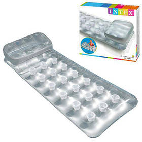 Надувний матрац Intex  58894 з лунками-склянками 188-71см для плавання сріблястий