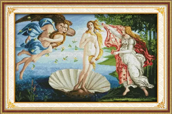 Набір для вишивання за нанесеною на канву схемою"The Birth of Venus". AIDA 14CT printed 110*71 см, фото 1