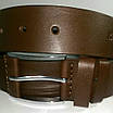 Ремінь чоловічий шкіряний під джинси і штани гладкий коричневий 4,5 см., фото 2