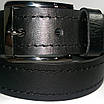 Ремінь чоловічий армійський шкіряний міцний чорний з рядком 4 см. "Катана", фото 2