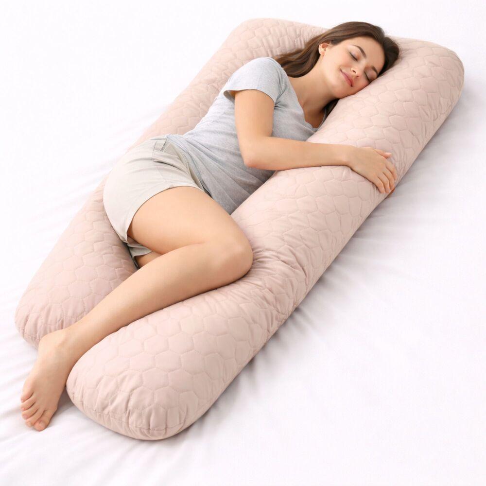 Подушка П-подібна для сну та відпочинку стьобана 140х75х20 см U-shape IDEIA з наволочкою на блискавці антиалергенна, фото 1