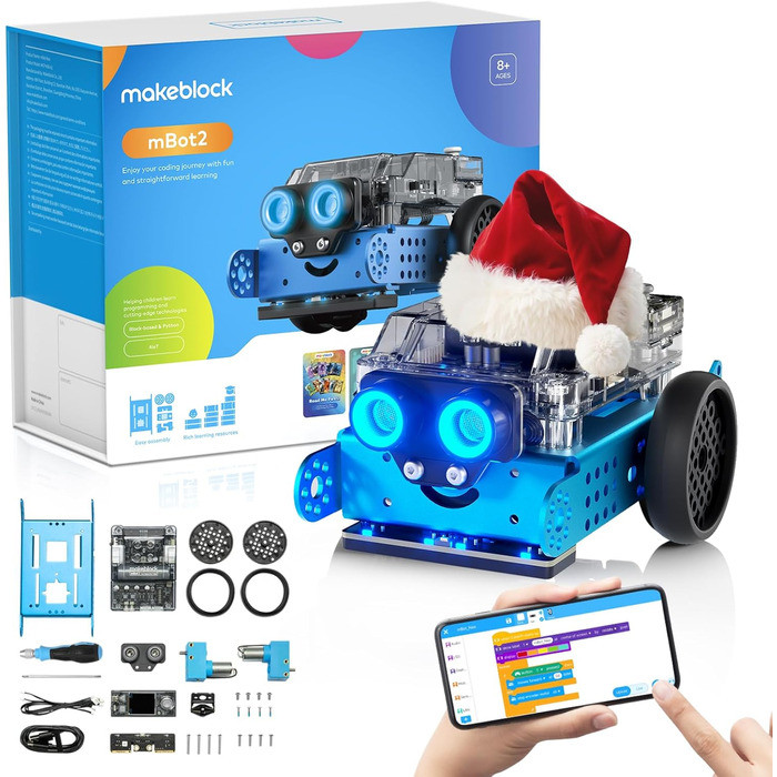 Програмований робот Makeblock mBot 2 для дітей, іграшка-робот зі штучним інтелектом із дистанційним керуванням Wi-Fi, сумісний із, фото 1