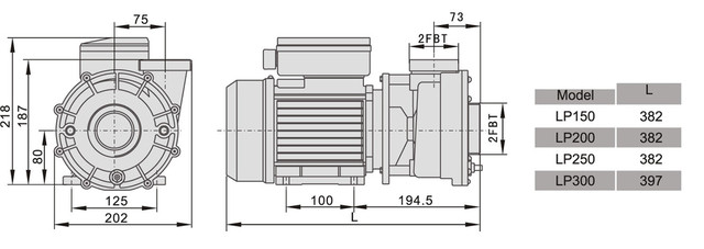 Розміри насоса для басейну AquaViva LX LP300t